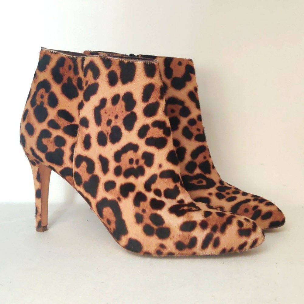J. Crew Ankle Bootie Leopard Cheetah 8 1/2 Pony Fur GORGEOUS!!
